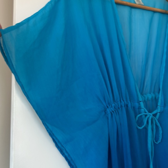 Bleu Rod Beattie Sheer Ombre Swim Cover Up in Blue Lyst Plunging Neckline w Ties - Picture 8 of 13